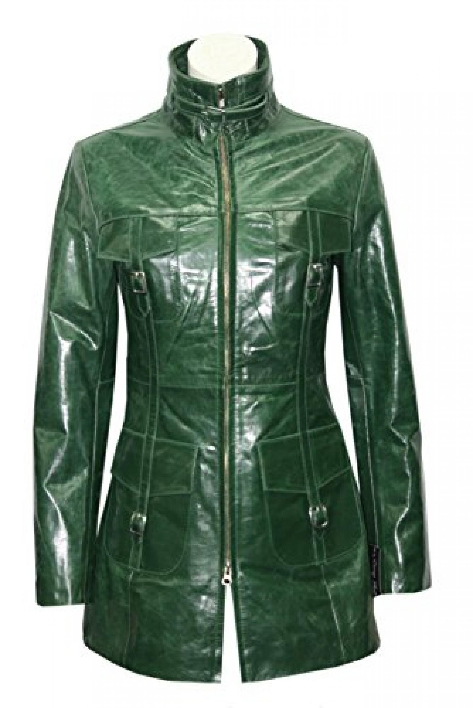 " Buhlschaft " Damen Gr&uuml;ne Glasur Gothic EinbauechtArt-Leder- Jacken-Mantel- Verkauf 